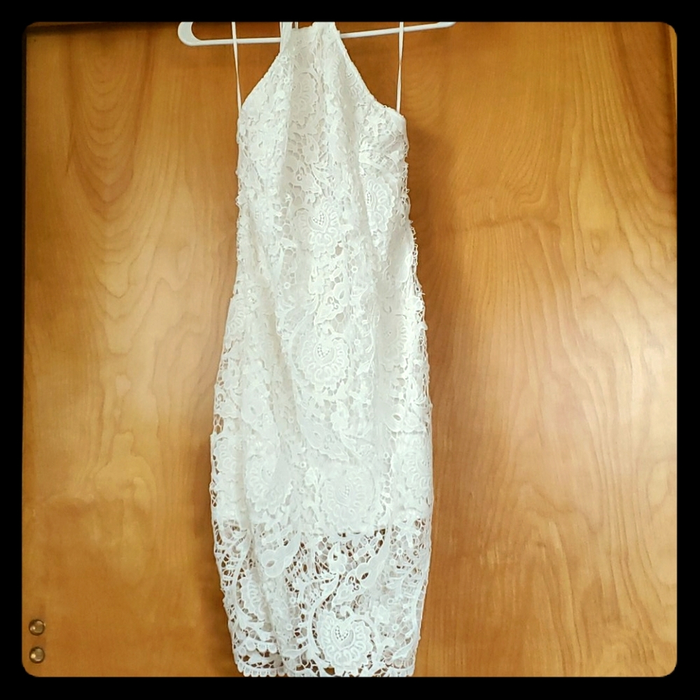 Express White Lace Halter Top Dress